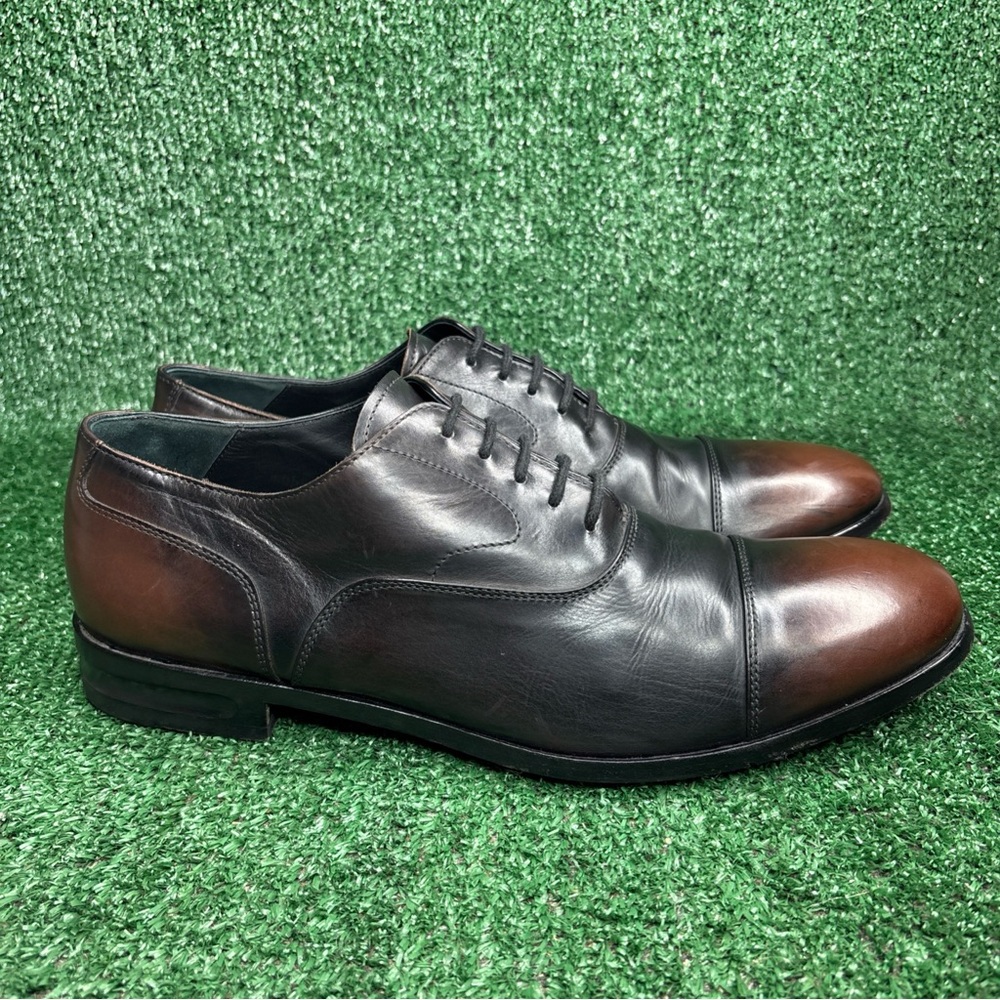 Alexander McQueen Lace-up Cap Toe Dress Shoe Two Tone Brown Leather Size 12 / 45